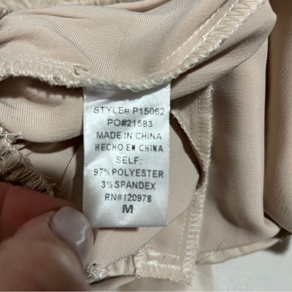 Entro Satin Joggers Tan Cream Size Medium Elastic Waist Pull On Style P15062 - Picture 5 of 6